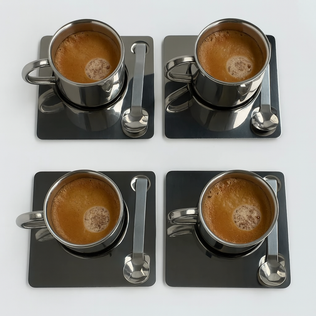 Mirror Cup With Saucer And Spoon