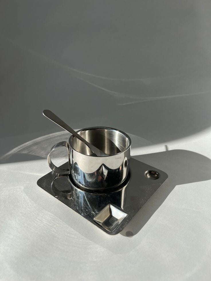Mirror Cup With Saucer And Spoon