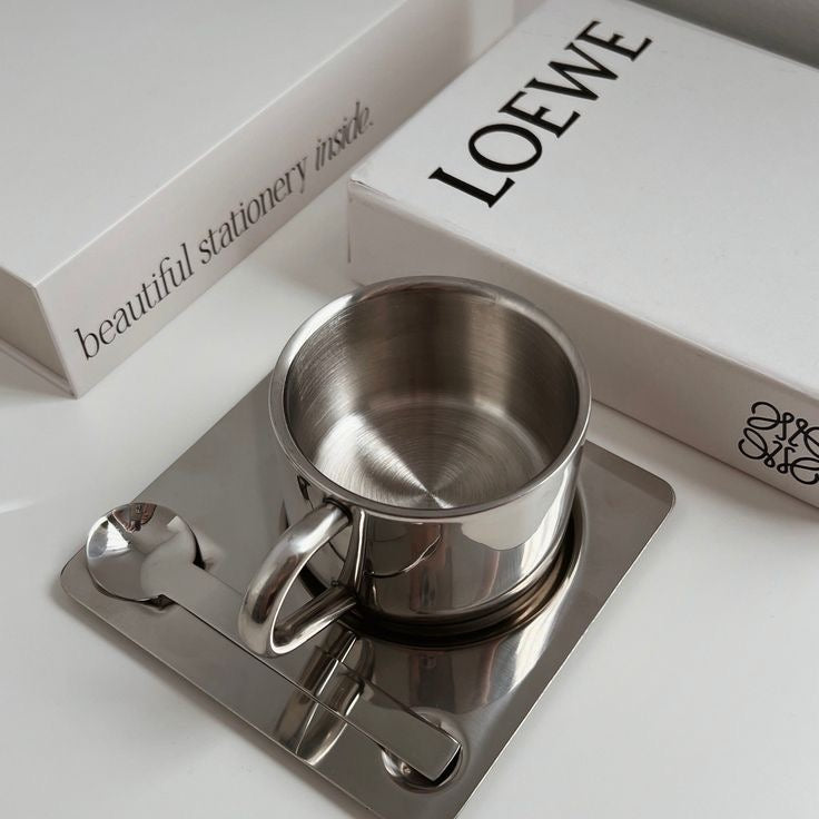 Mirror Cup With Saucer And Spoon