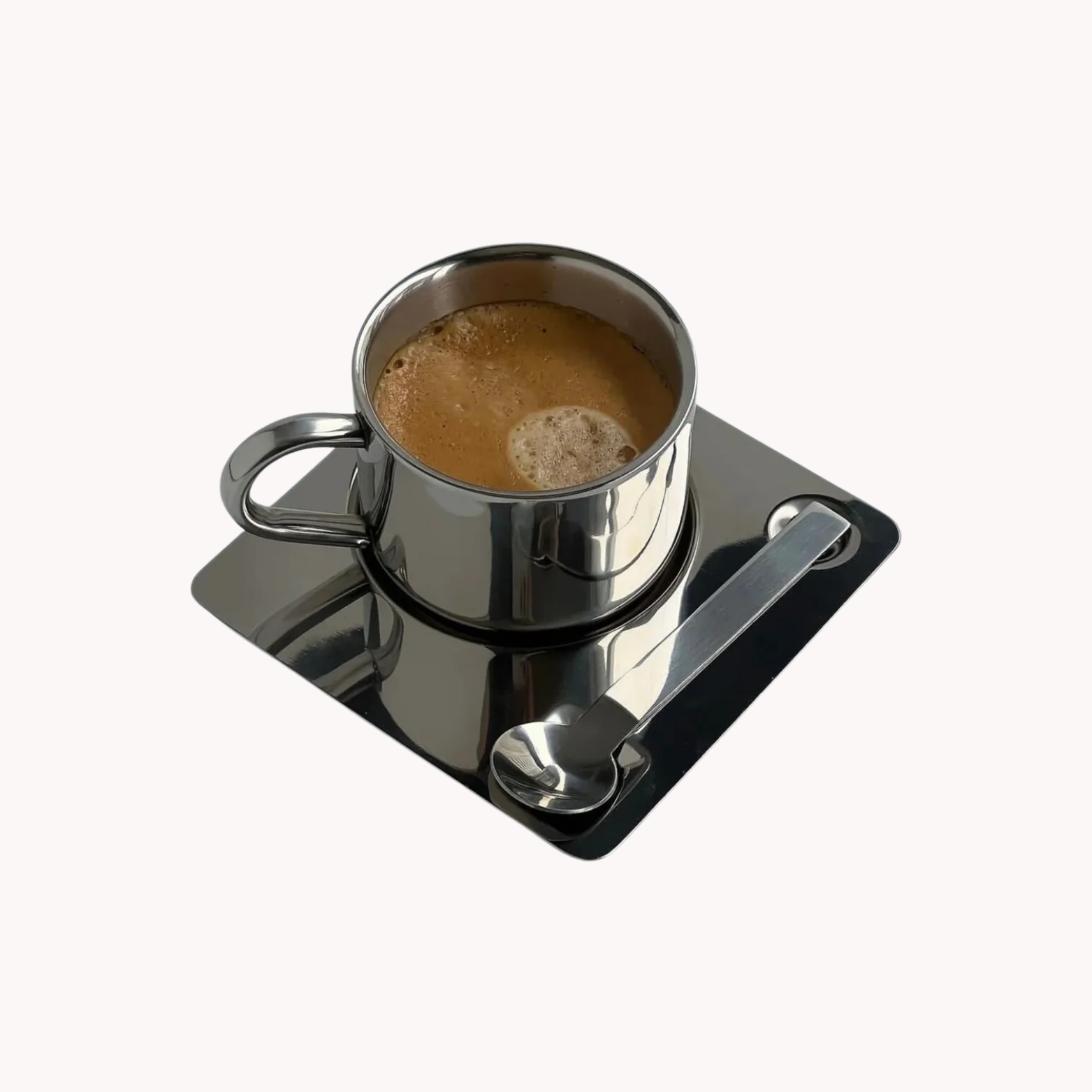 Mirror Cup With Saucer And Spoon