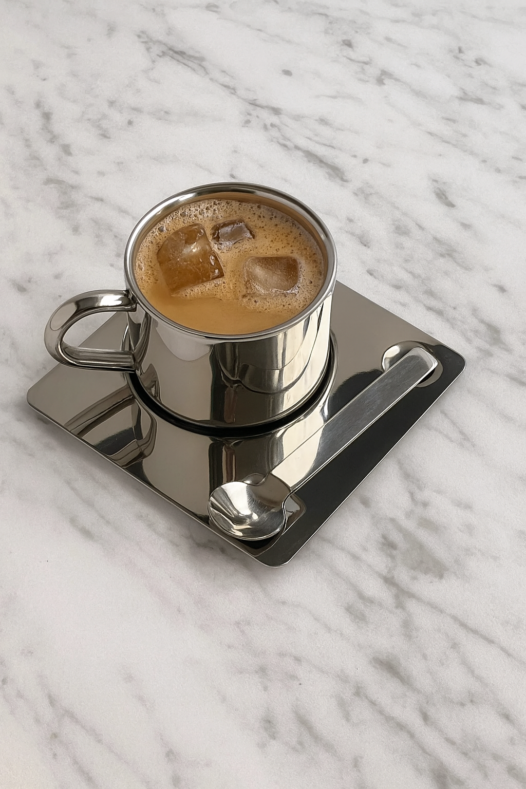 Mirror Cup With Saucer And Spoon