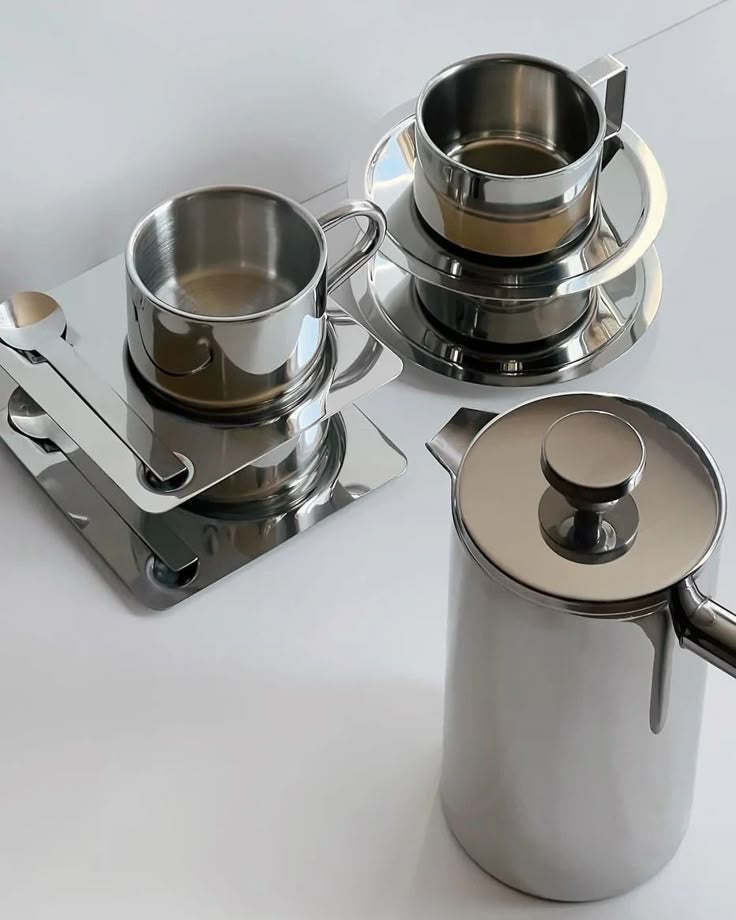 Mirror Cup With Saucer And Spoon