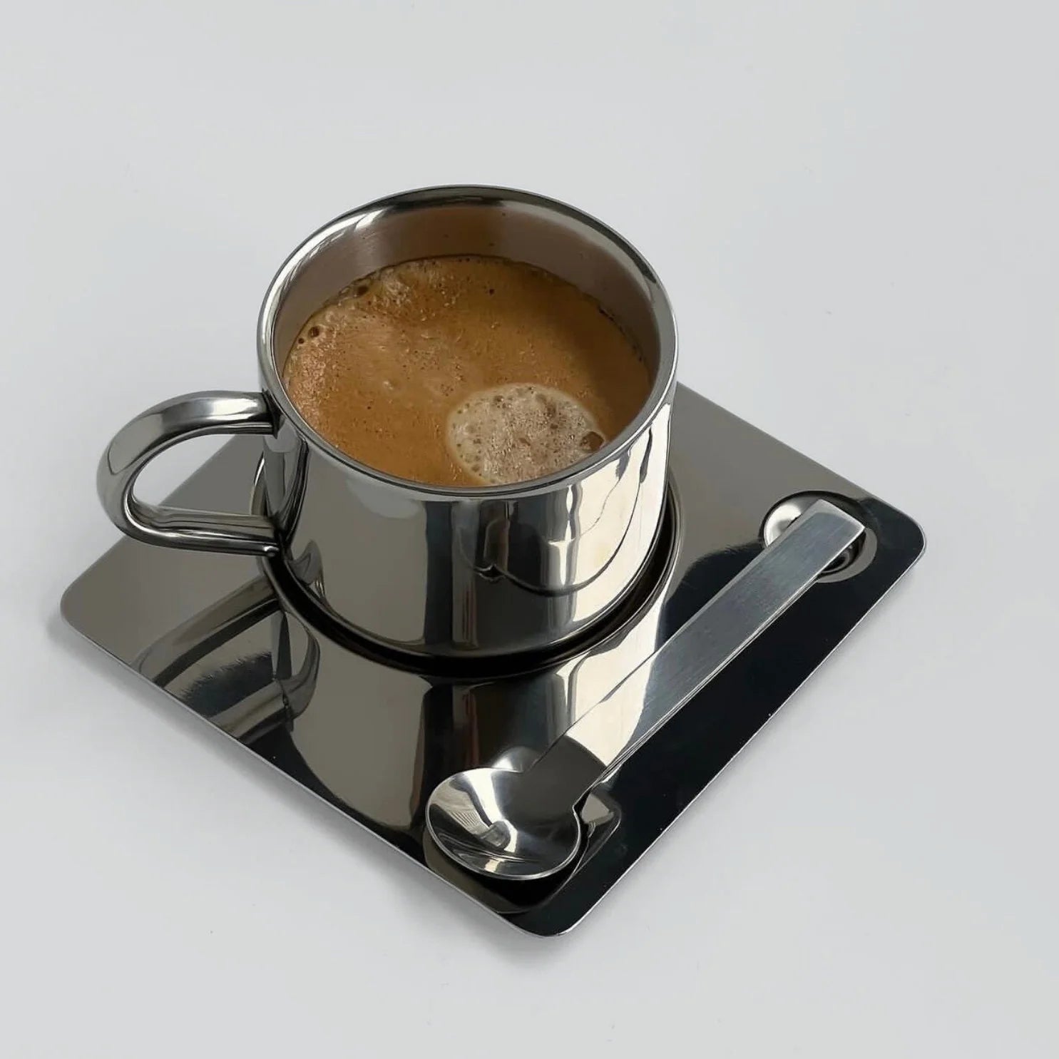 Mirror Cup With Saucer And Spoon